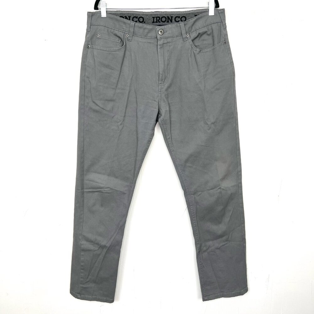 Iron Co. Twill Classic Comfort Waist Straight Leg Pants Grey Mens Size 36x32‎